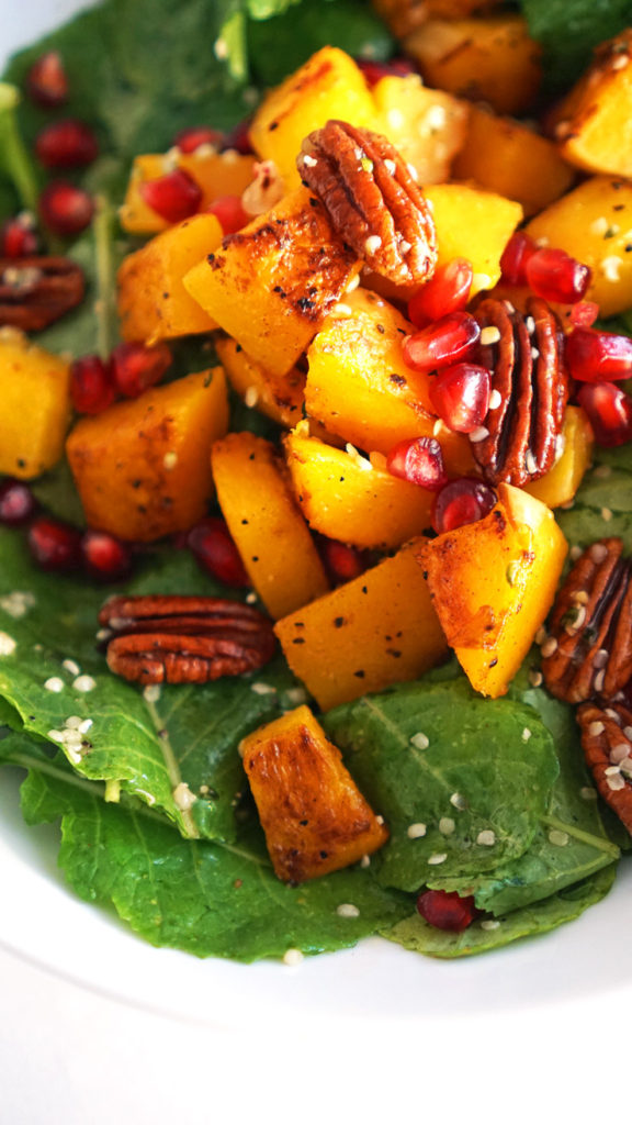 Butternut Squash Salad with Pomegranate and Kale