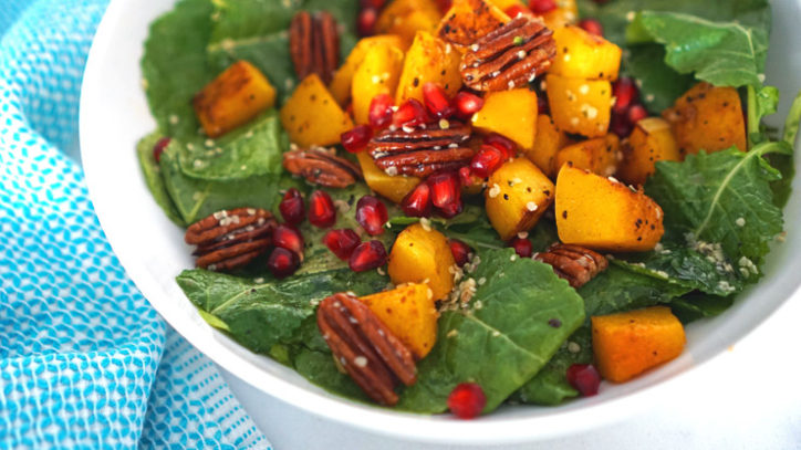 Butternut Squash Salad with Pomegranate and Kale